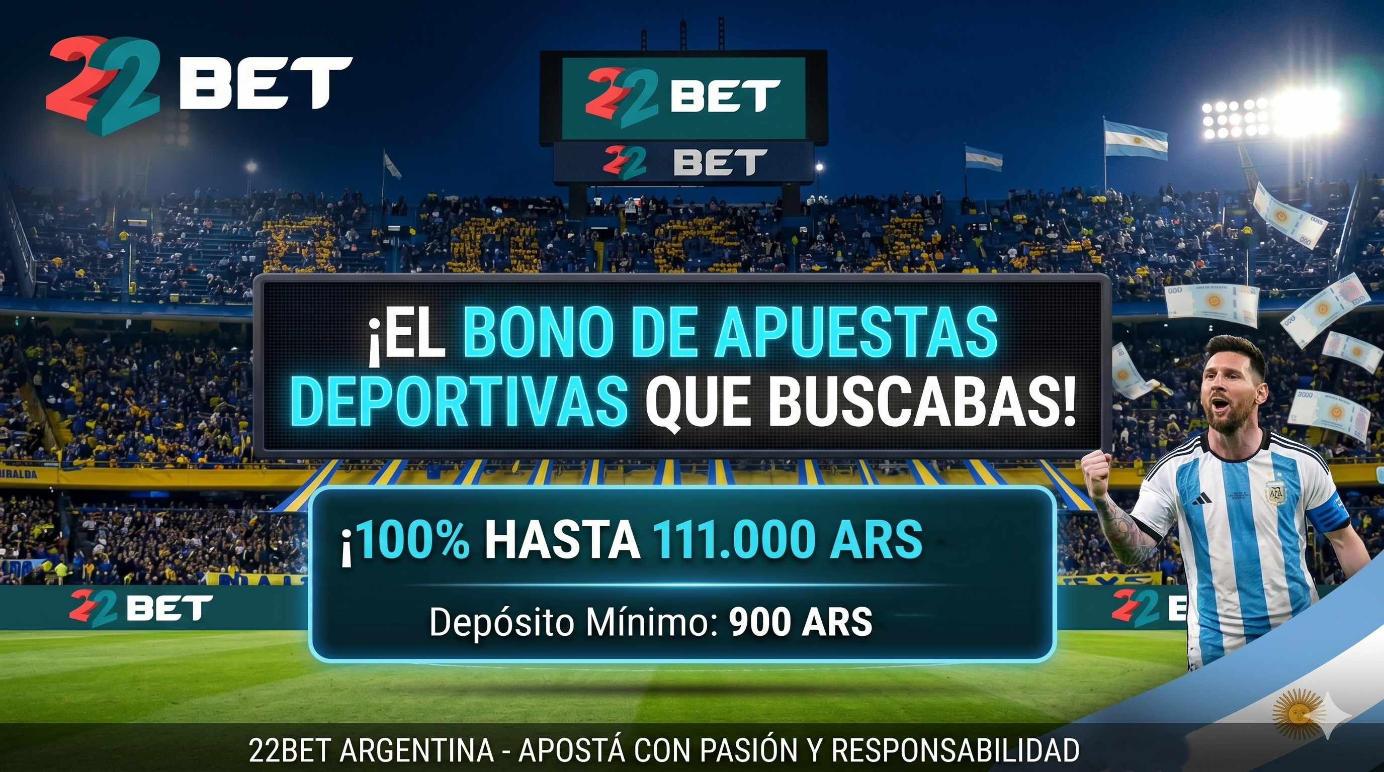 22bet Argentina apuestas deportivas y bono